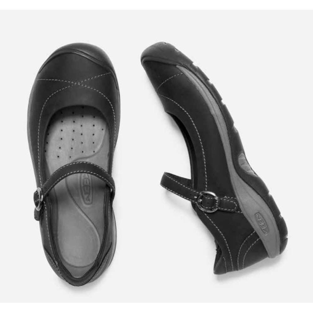 KEEN Presidio II Mary Jane Black Leather Comfort Flats Shoes Womens 10